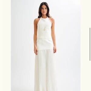 MESHKI White Halter top (M) & Pleated Maxi Skirt (M)